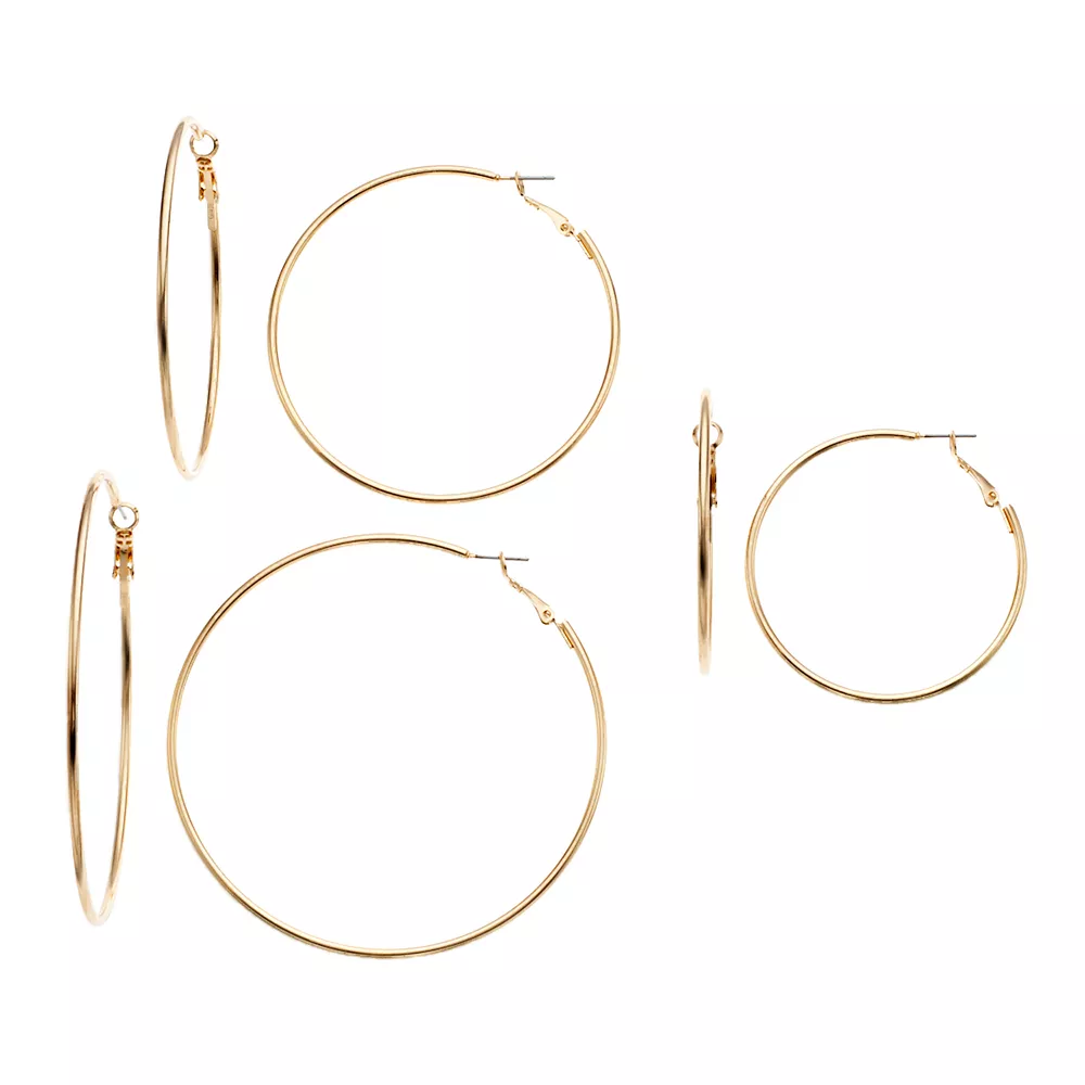 Sonoma Goods For Life™ Graduated Nickel Free Hoop Earring Set Sonoma Goods For Life™ Graduated Nickel Free Hoop Earring Set -Sonoma Goods For Life Shop 3625229 Gold Tone