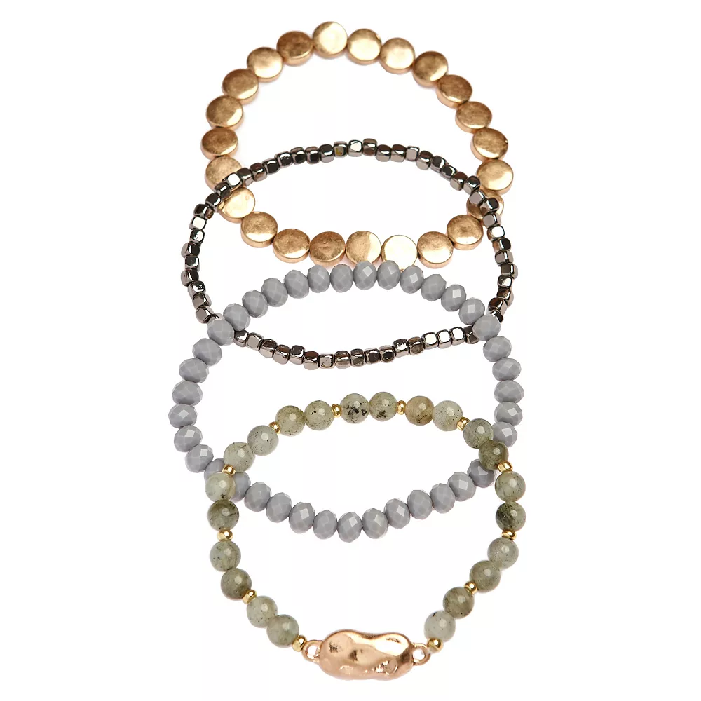 Sonoma Goods For Life® Gold Tone & Gray Tones Beaded Stretch Bracelet Set Sonoma Goods For Life® Gold Tone & Gray Tones Beaded Stretch Bracelet Set -Sonoma Goods For Life Shop 4574190 ALT