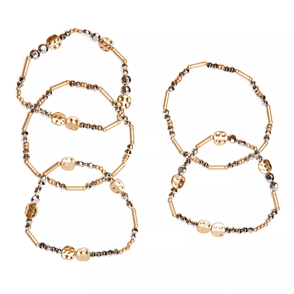 Sonoma Goods For Life® Jet Tone & Gold Tone Beaded Stretch Bracelet Set Sonoma Goods For Life® Jet Tone & Gold Tone Beaded Stretch Bracelet Set -Sonoma Goods For Life Shop 4574191 ALT