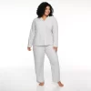 Plus Size Sonoma Goods For Life® Velour Pajama Shirt & Pajama Pants Set -Sonoma Goods For Life Shop 5033014 Silver Heather