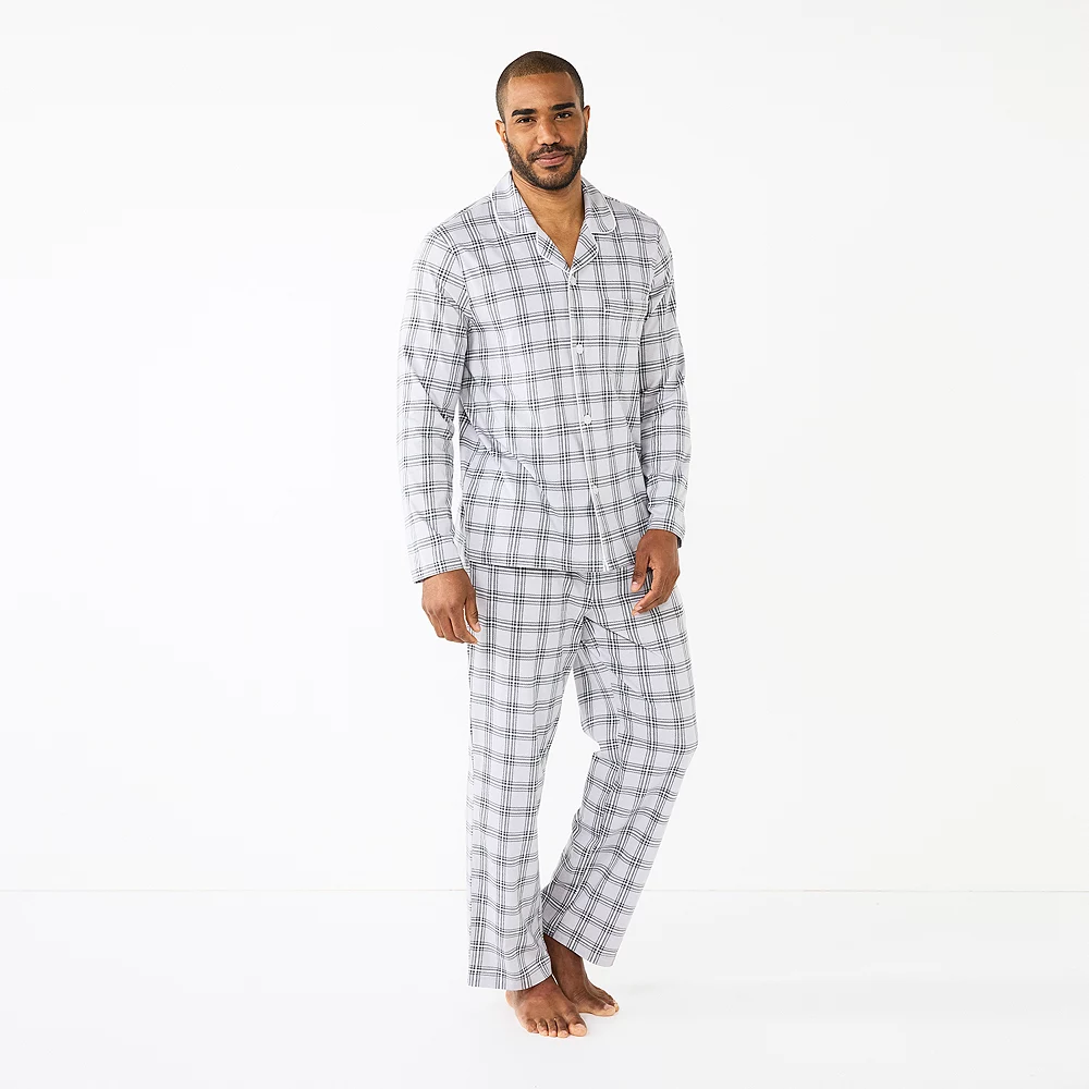 Men's Sonoma Goods For Life® Plaid Knit 2-Piece Pajama Set Men's Sonoma Goods For Life® Plaid Knit 2-Piece Pajama Set -Sonoma Goods For Life Shop 5291039 Grey Windowpane