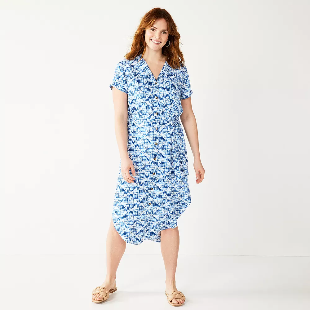 Petite Sonoma Goods For Life® Midi Shirtdress Petite Sonoma Goods For Life® Midi Shirtdress -Sonoma Goods For Life Shop 5316708 Indigo Quilt