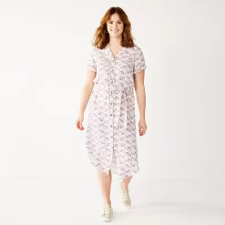 Women's Sonoma Goods For Life® Button Front Midi Shirt Dress