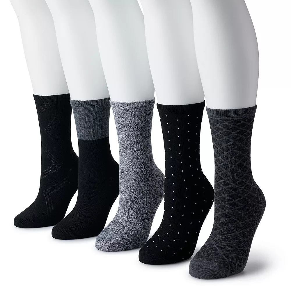 Women's Sonoma Goods For Life® 5-Pack Geo Crew Socks Women's Sonoma Goods For Life® 5-Pack Geo Crew Socks -Sonoma Goods For Life Shop 5497546 Black Multi