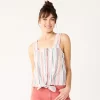 Women's Sonoma Goods For Life® Tie-Hem Squareneck Tank -Sonoma Goods For Life Shop 5510685 Pink Blue Multi Stripe