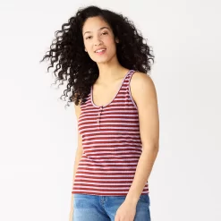 Women's Sonoma Goods For Life® Striped Henley Tank Top