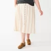 Plus Size Sonoma Goods For Life® Vented Button-Front Midi Skirt 2 Plus Size Sonoma Goods For Life® Vented Button-Front Midi Skirt -Sonoma Goods For Life Shop 5570625 Neutral Stripe