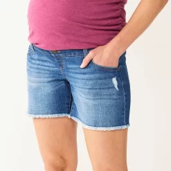 Maternity Sonoma Goods For LifeĀ® Inset Over-The-Belly Frayed Jean Shorts
