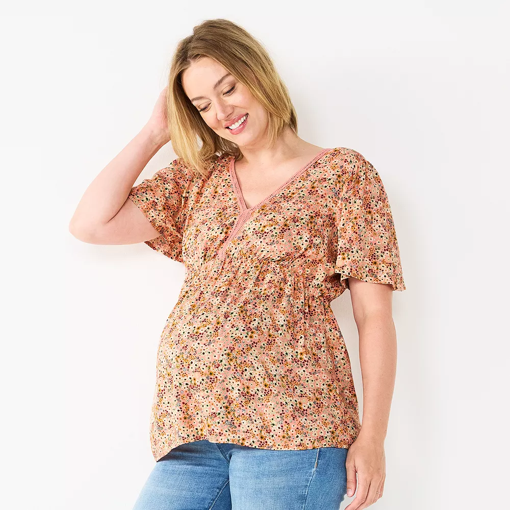 Maternity Sonoma Goods For Life® Flutter Sleeve Top Maternity Sonoma Goods For Life® Flutter Sleeve Top -Sonoma Goods For Life Shop 5584701 Pink Floral
