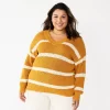 Plus Size Sonoma Goods For Life® Long Sleeve V-Neck Sweater -Sonoma Goods For Life Shop 5585496 Gold Stripe