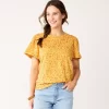 Women's Sonoma Goods For Life® Seamed Flutter Sleeve Top 1 Women's Sonoma Goods For Life® Seamed Flutter Sleeve Top -Sonoma Goods For Life Shop 5611922 Gold Red Floral