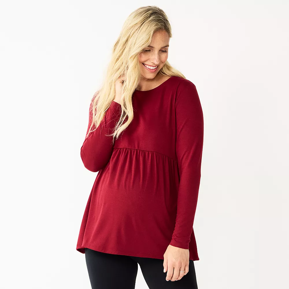 Maternity Sonoma Goods For Life® Long Sleeve Empire Waist Top Maternity Sonoma Goods For Life® Long Sleeve Empire Waist Top -Sonoma Goods For Life Shop 5635424 Maroon