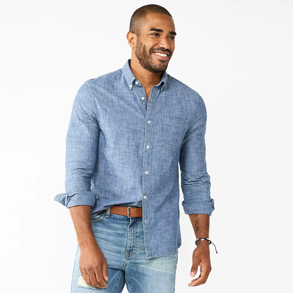 Men's Sonoma Goods For Life® Slim Perfect-Length Button-Down Shirt Men's Sonoma Goods For Life® Slim Perfect-Length Button-Down Shirt -Sonoma Goods For Life Shop 5642086 Light Blue