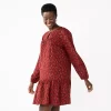 Women's Sonoma Goods For Life® Printed Long Sleeve Dress -Sonoma Goods For Life Shop 5657674 Cherry Red Floral
