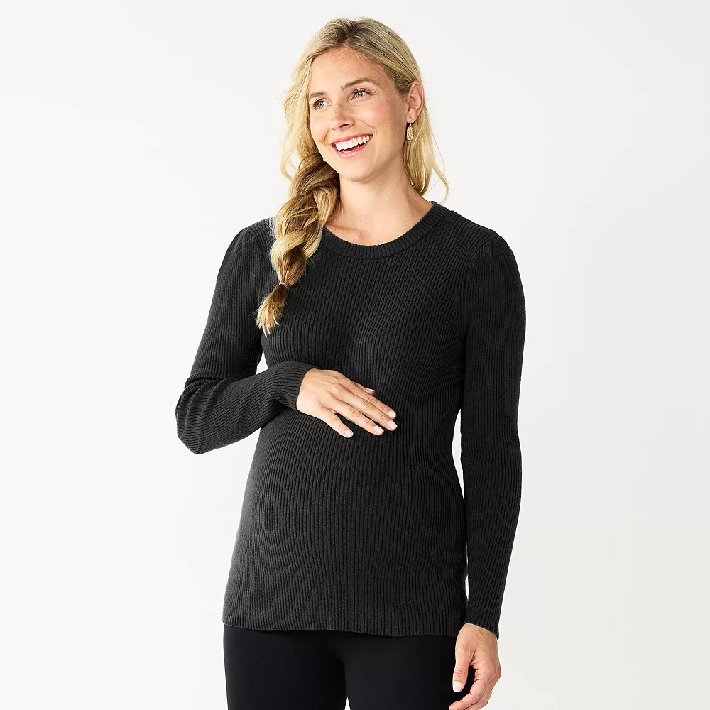 Maternity Sonoma Goods For Life® Fitted Puff Sleeve Sweater Maternity Sonoma Goods For Life® Fitted Puff Sleeve Sweater -Sonoma Goods For Life Shop 5666269 Black
