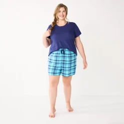 Plus Size Sonoma Goods For Life® Short Sleeve Pajama Top & Pajama Shorts Sleep Set -Sonoma Goods For Life Shop 5673713 ALT2