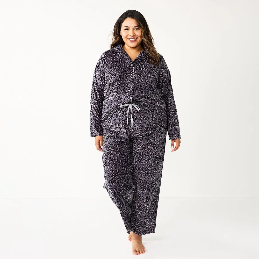 Plus Size Sonoma Goods For Life® Velour Pajama Shirt & Pajama Pants Sleep Set Plus Size Sonoma Goods For Life® Velour Pajama Shirt & Pajama Pants Sleep Set -Sonoma Goods For Life Shop 5675146 ALT2