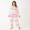Plus Size Sonoma Goods For Life® Velour Pajama Shirt & Pajama Pants Sleep Set -Sonoma Goods For Life Shop 5675146 Ivory Fun Fisle