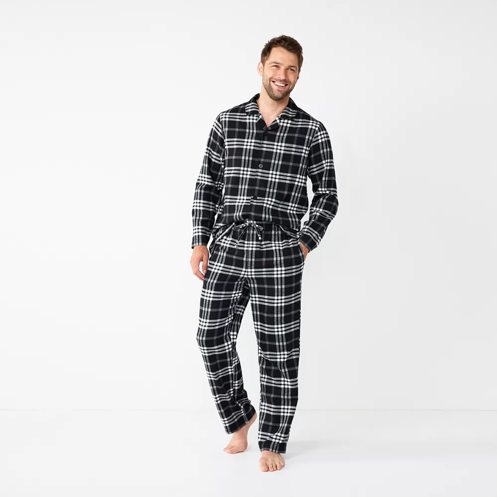 Men's Sonoma Goods For Life® 2-Piece Flannel Pajama Set Men's Sonoma Goods For Life® 2-Piece Flannel Pajama Set -Sonoma Goods For Life Shop 5675447 Black Windowpane