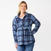 Maternity Sonoma Goods For Life® Belted Shacket -Sonoma Goods For Life Shop 5686594 Blue Plaid