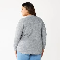 Plus Size Sonoma Goods For Life® Mockneck Waffle Top -Sonoma Goods For Life Shop 5686673 ALT