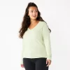 Petite Sonoma Goods For Life® Everyday Long Sleeve V-Neck Top -Sonoma Goods For Life Shop 5705363 Mint Green
