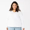 Plus Size Sonoma Goods For Life® Favorite Long Sleeve V-Neck Tee -Sonoma Goods For Life Shop 5705505 White