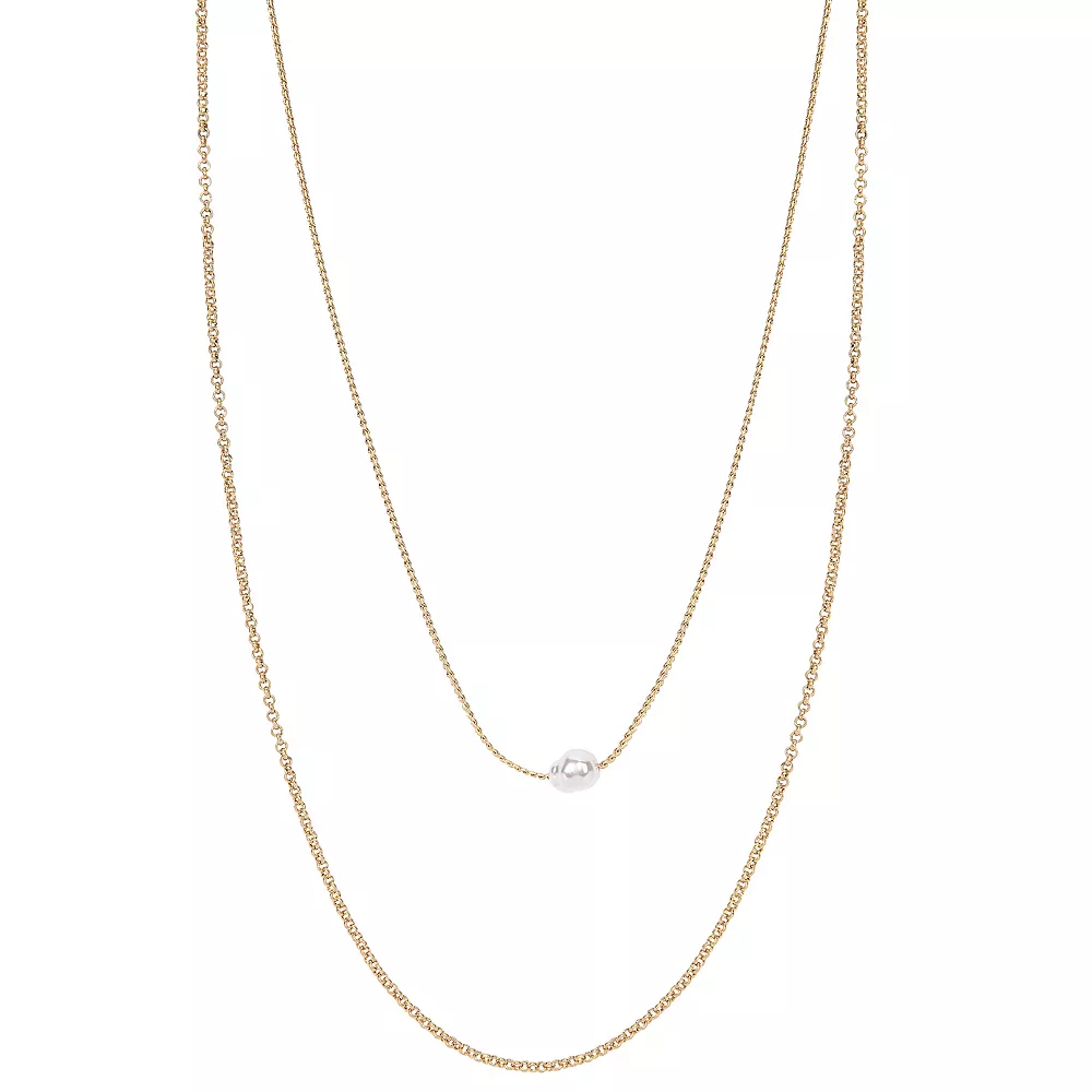 Sonoma Goods For Life® 2 Row Multi Chain With Single Pearl Station Necklace Sonoma Goods For Life® 2 Row Multi Chain With Single Pearl Station Necklace -Sonoma Goods For Life Shop 5783334