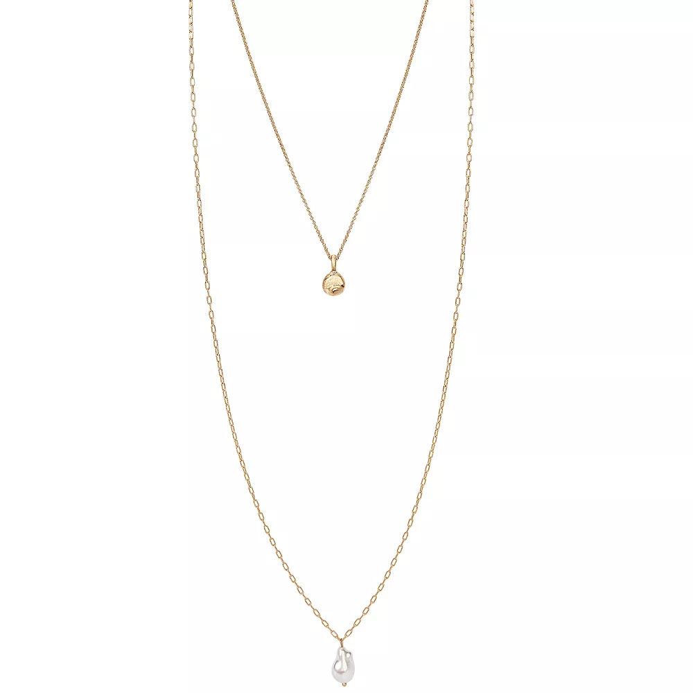 Sonoma Goods For Life® 2 Row Hammered Disc & Pearl Pendant Necklace Sonoma Goods For Life® 2 Row Hammered Disc & Pearl Pendant Necklace -Sonoma Goods For Life Shop 5783336