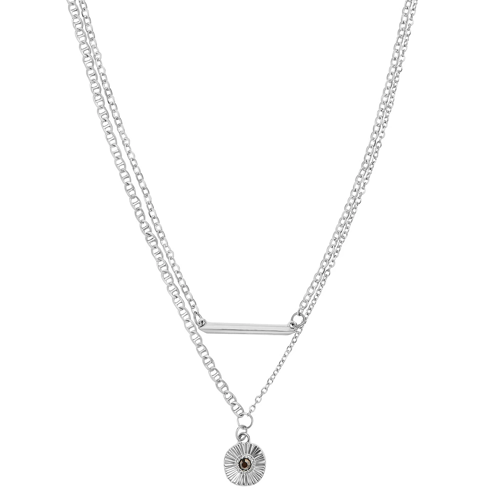 Sonoma Goods For Life® 2 Row Bar and Radial Textured Coin Pendant Necklace Sonoma Goods For Life® 2 Row Bar And Radial Textured Coin Pendant Necklace -Sonoma Goods For Life Shop 5785309