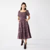 Women's Sonoma Goods For Life® Smocked Tiered Midi Dress -Sonoma Goods For Life Shop 5804206 Plum Floral