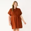 Plus Size Sonoma Goods For Life® Henley Shirt Dress -Sonoma Goods For Life Shop 5805994 Brown Chili