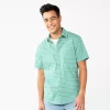 Men's Sonoma Goods For Life® Short Sleeve Perfect Length Button Down Shirt -Sonoma Goods For Life Shop 5806004 Green Sketchy Geo