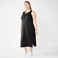 Plus Size Sonoma Goods For Life® Henley Knit Midi Dress