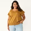 Plus Size Sonoma Goods For Life® Banded Bottom Ruffle Sleeve Top -Sonoma Goods For Life Shop 5819597 Yellow Floral