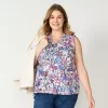Plus Size Sonoma Goods For Life® Y-Neck Ruffle Tank 1 Plus Size Sonoma Goods For Life® Y-Neck Ruffle Tank -Sonoma Goods For Life Shop 5831170 Gray Purple Floral