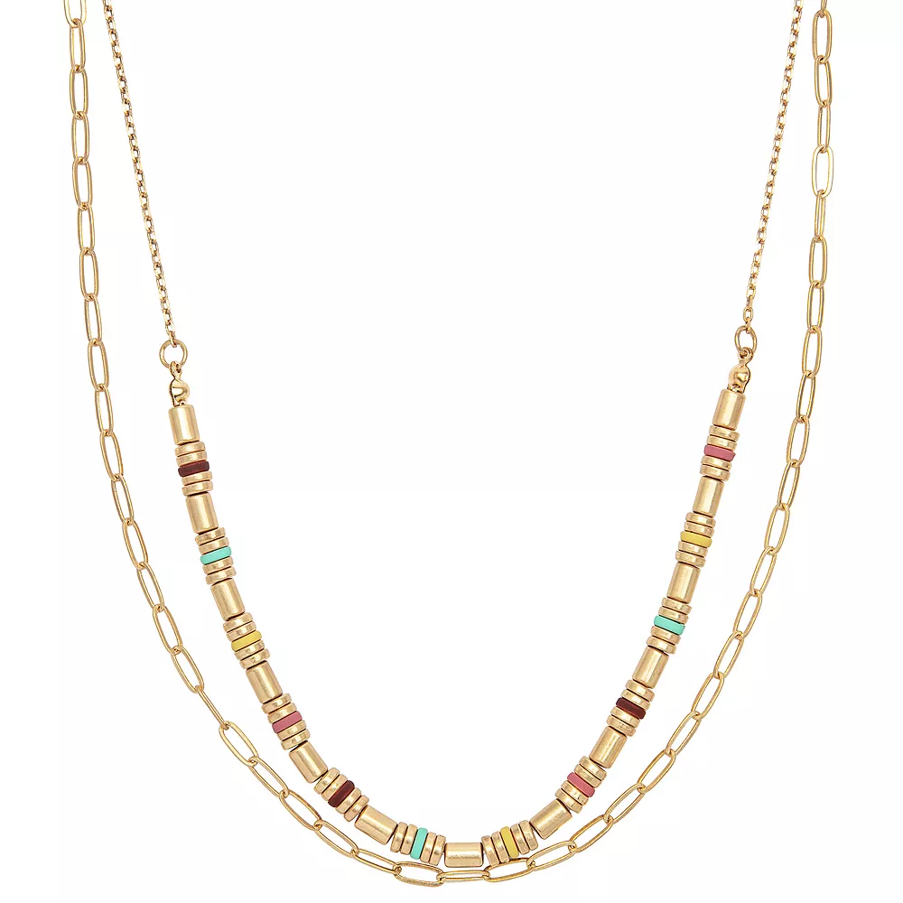 Sonoma Goods For Life® Gold Tone Two Row Multi Color Beads Necklace Sonoma Goods For Life® Gold Tone Two Row Multi Color Beads Necklace -Sonoma Goods For Life Shop 5831494
