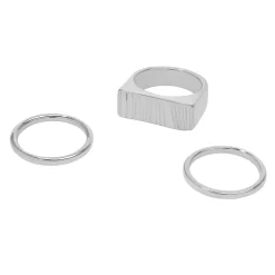 Sonoma Goods For Life® Silver Tone Wavy Textured Rectangular Statement Ring Set