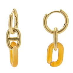 Sonoma Goods For LifeĀ® Gold Tone Orange Resin & Metal Link Huggie Drop Earrings