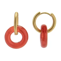 Sonoma Goods For LifeĀ® Gold Tone Round Orange Resin Link Huggie Drop Earrings