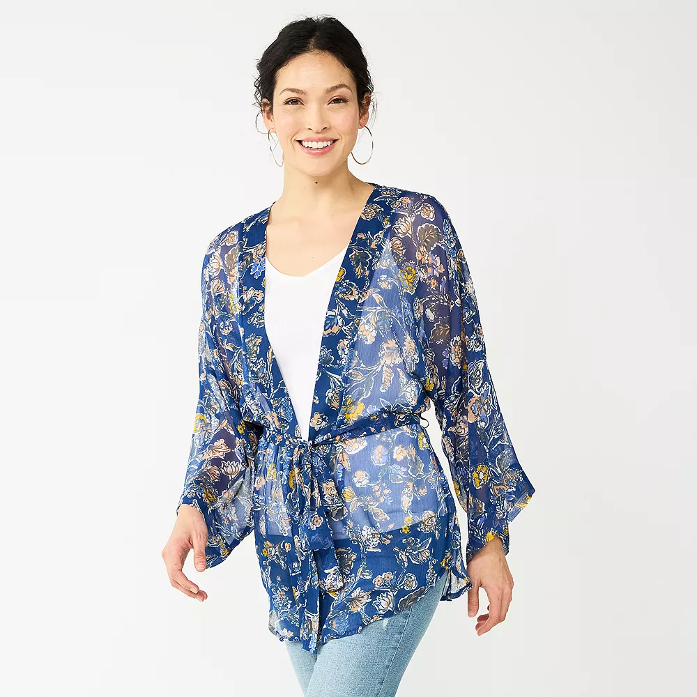 Women's Sonoma Goods For Life® Folk Bloom Short Belted Kimono Women's Sonoma Goods For Life® Folk Bloom Short Belted Kimono -Sonoma Goods For Life Shop 5878384