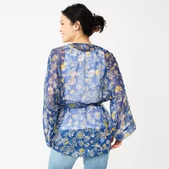 Women's Sonoma Goods For Life® Folk Bloom Short Belted Kimono 3 Women's Sonoma Goods For Life® Folk Bloom Short Belted Kimono -Sonoma Goods For Life Shop 5878384 ALT