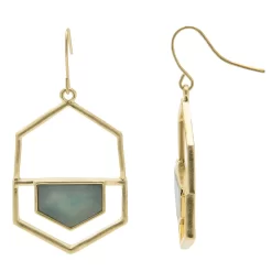 Sonoma Goods For Life® Gold Tone Green Stone Geometric Cutout Earrings