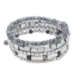 Sonoma Goods For Life® Silver Tone Blue And Metal Bead Coil Bracelet