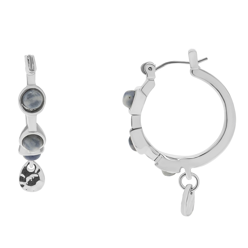 Sonoma Goods For Life® Silver Tone Blue and Hammered Charm Hoop Earrings Sonoma Goods For Life® Silver Tone Blue And Hammered Charm Hoop Earrings -Sonoma Goods For Life Shop 5912961
