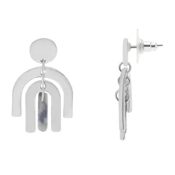 Sonoma Goods For Life® Silver Tone Hammered Post With U Shaped Casting Drop Earrings