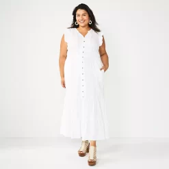 Plus Size Sonoma Goods For Life® Ruffle Sleeve Smocked Maxi Dress