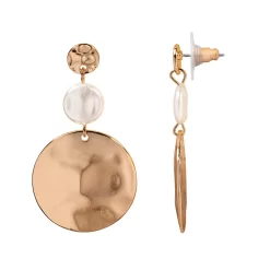 Sonoma Goods For Life® Gold Tone Simulated Pearl Medallion Drop Earrings