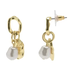 Sonoma Goods For Life® Gold Tone Hammered & Simulated Pearl Drop Earrings