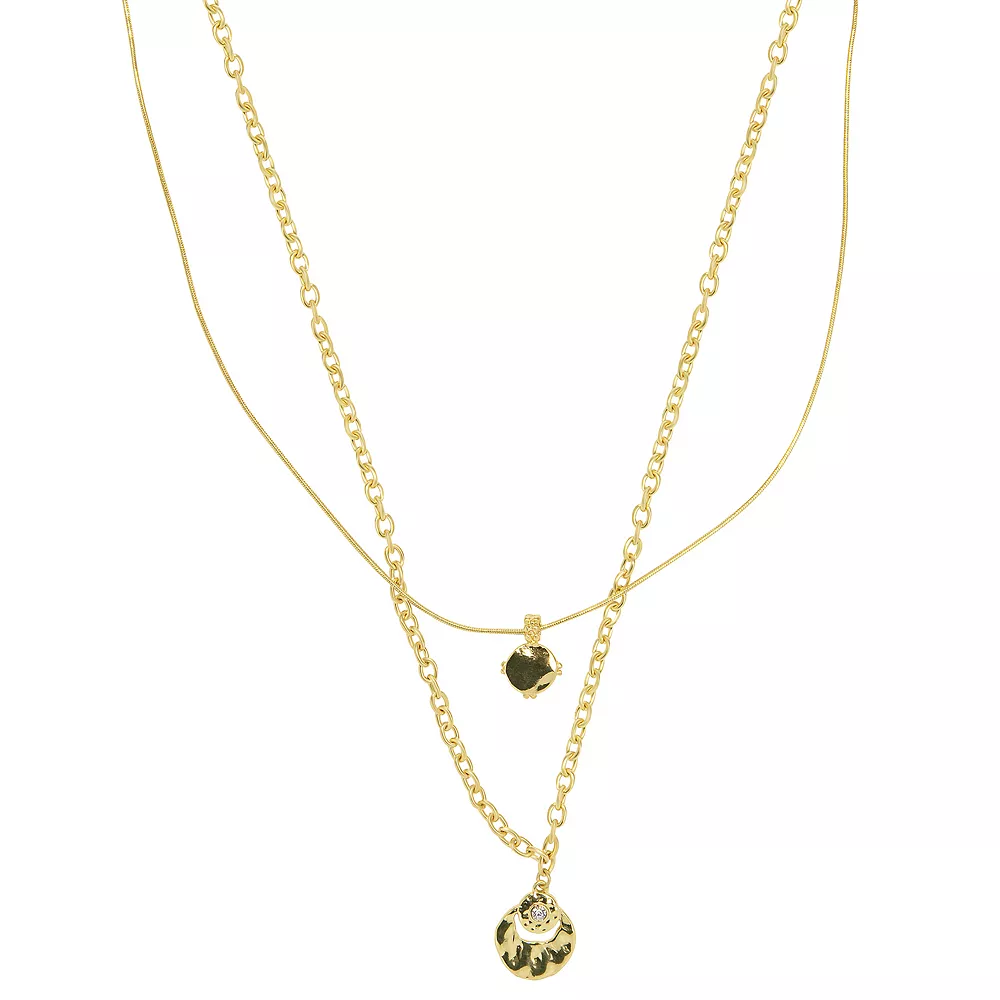 Sonoma Goods For Life® Gold Tone Layered Chain & Double Hammered Pendant Necklace Sonoma Goods For Life® Gold Tone Layered Chain & Double Hammered Pendant Necklace -Sonoma Goods For Life Shop 6067929